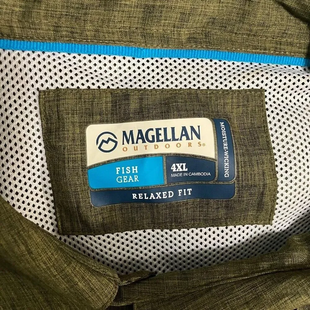 Magellan Outdoors Men’s Vented Fishing Shirt 4XL Relaxed Fit Wicking Performance